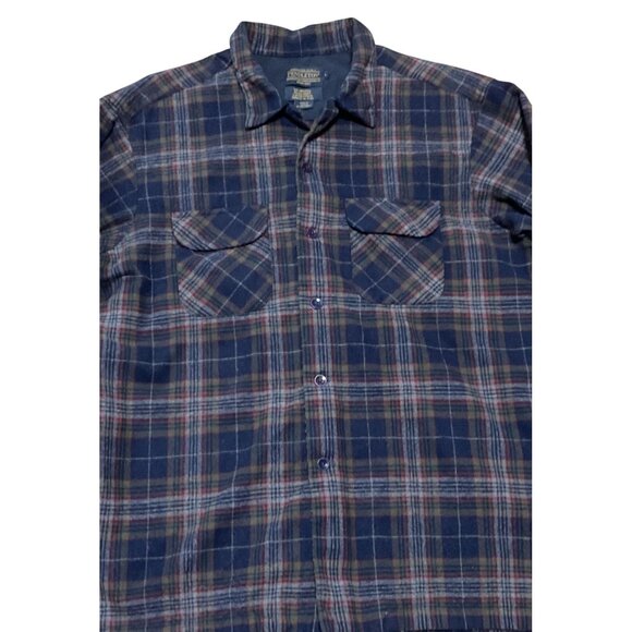 Vtg Pendleton Board Shirt L Virgin Wool Plaid Loop Collar Long Sleeve Shacket - Picture 2 of 5